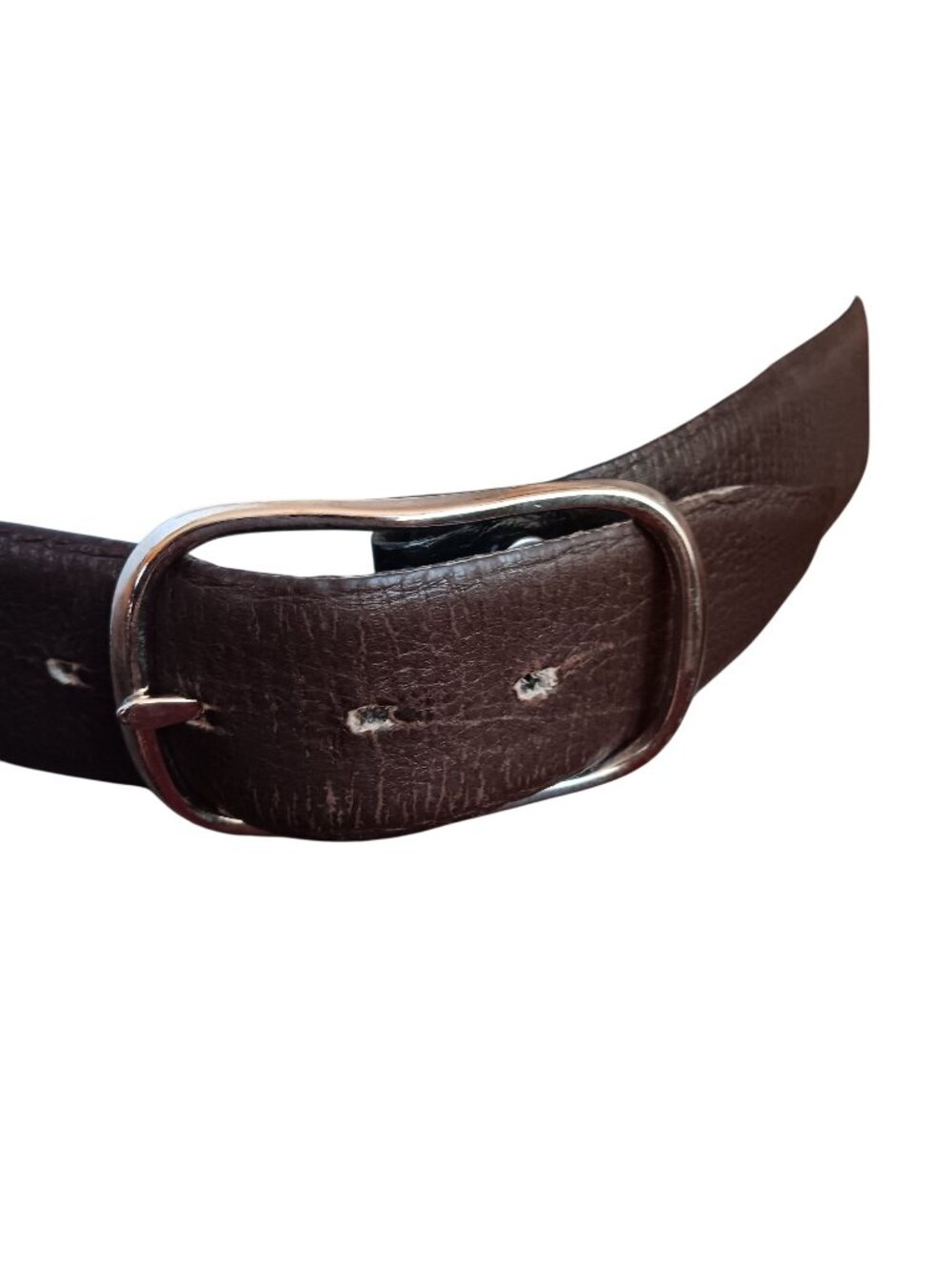 Vintage Men's Belt 40 1970's Reversible Black & Brown Leather Chrome Buckle USA